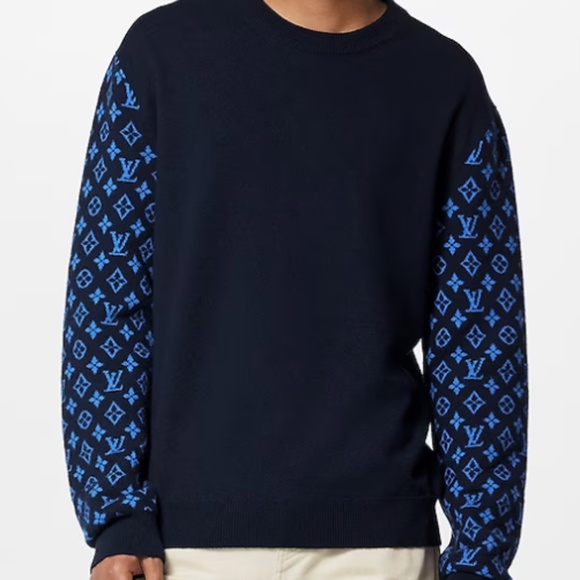 Men's Crew Neck Sweater Monogram Degrade Cotton